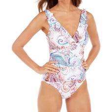 LRL | Paisley Printed Ruffle Surplice Underwire One-Piece Swimsuit 12