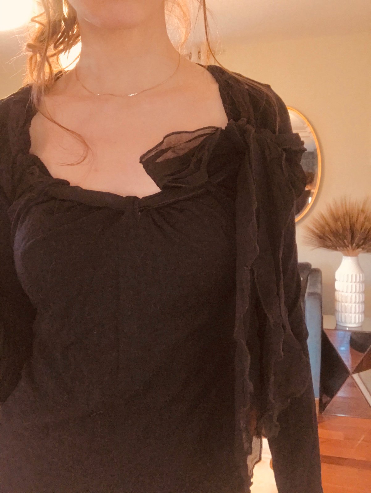 Blumarine Shoulder Bow Tie Top, Black Italian size 44