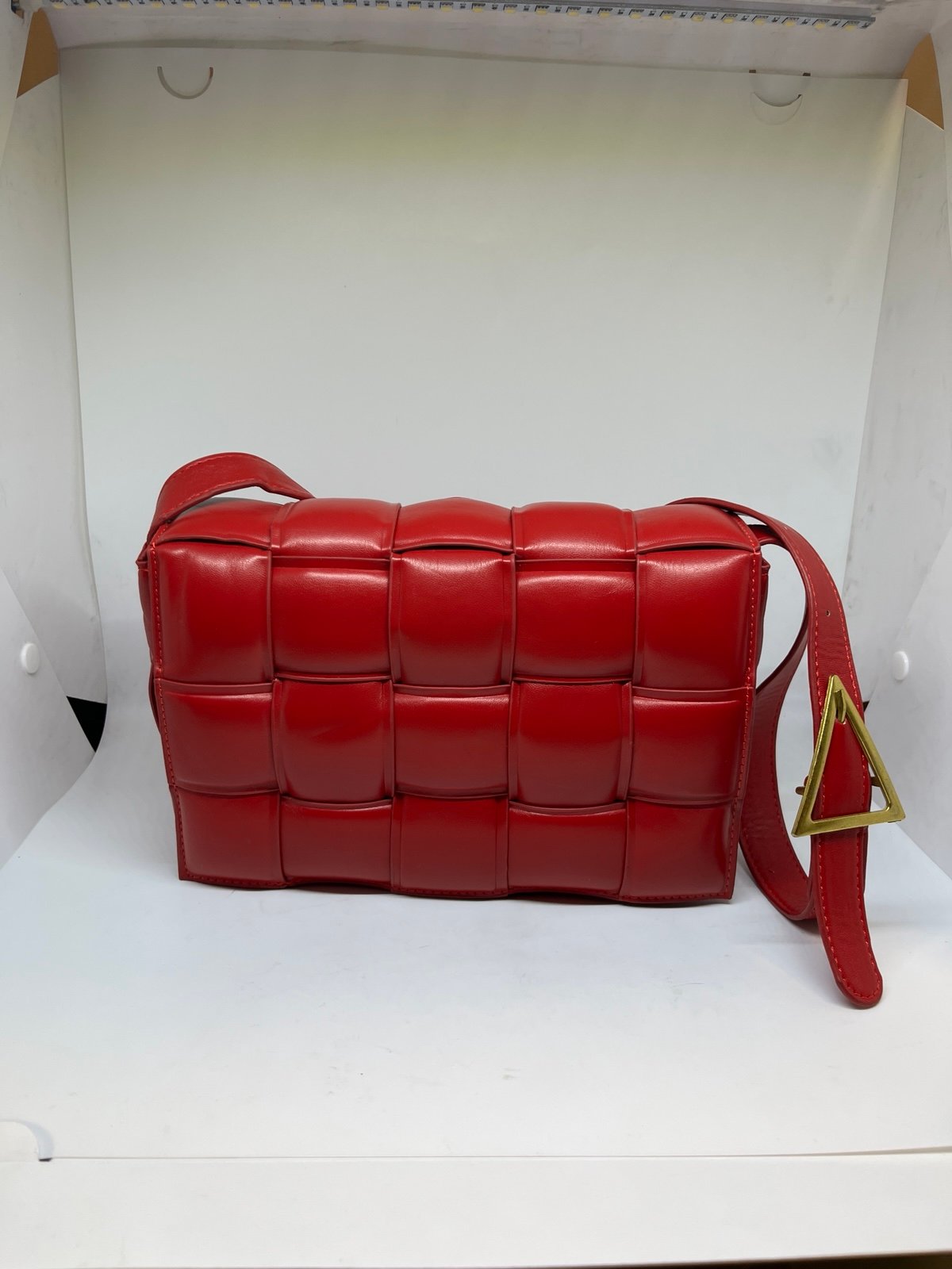 Red Woven Leather Shoulder Bag