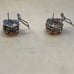 VINTAGE ORANGE CUSHION/CHECKER CUT GOLD & SILVER TONE EARRINGS