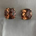 VINTAGE ORANGE CUSHION/CHECKER CUT GOLD & SILVER TONE EARRINGS