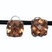 VINTAGE ORANGE CUSHION/CHECKER CUT GOLD & SILVER TONE EARRINGS