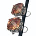 VINTAGE ORANGE CUSHION/CHECKER CUT GOLD & SILVER TONE EARRINGS
