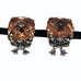 VINTAGE ORANGE CUSHION/CHECKER CUT GOLD & SILVER TONE EARRINGS