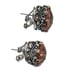 VINTAGE ORANGE CUSHION/CHECKER CUT GOLD & SILVER TONE EARRINGS