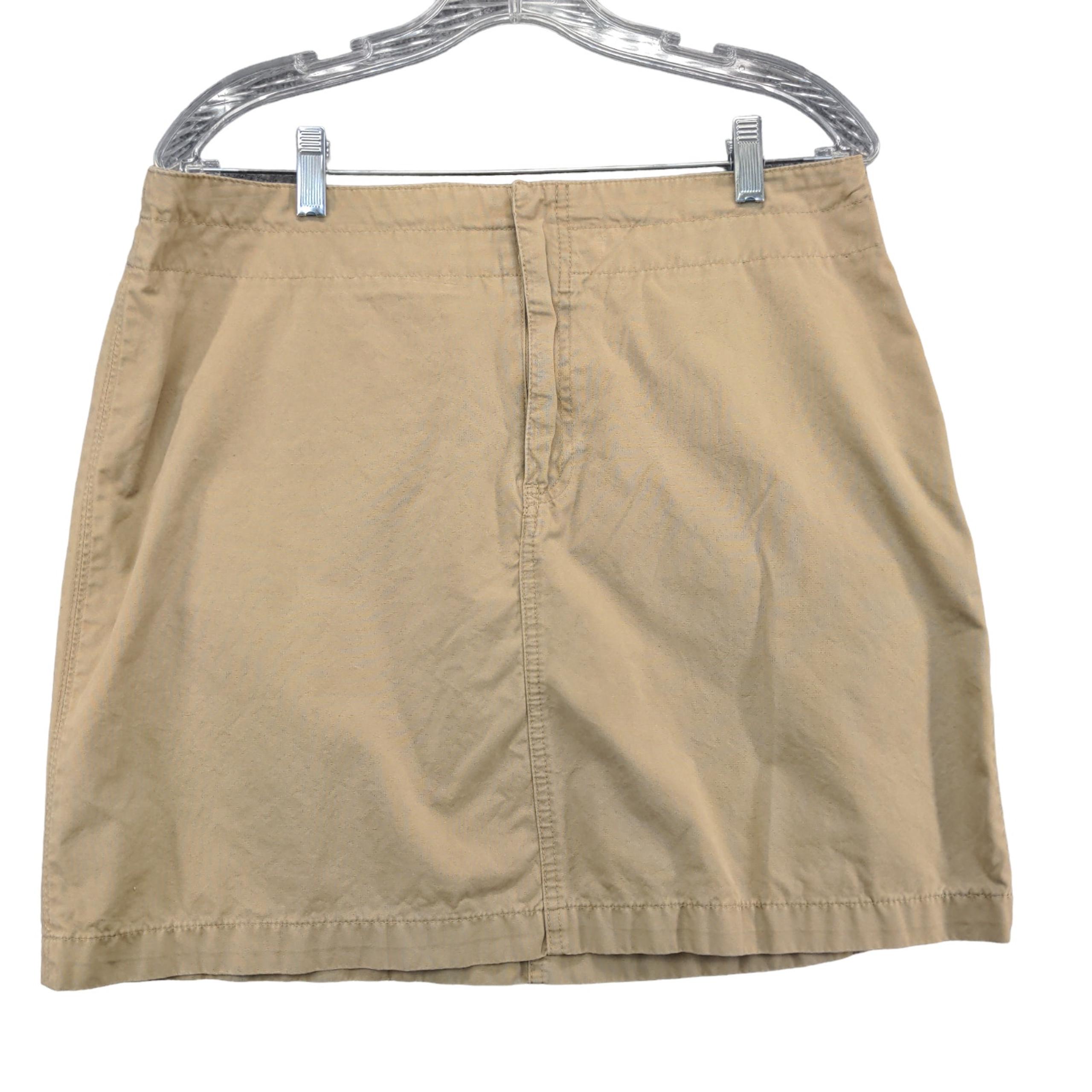 GAP Womens Skirt Tan Size 12 Cotton A-Line Back Pocket Zip Closure