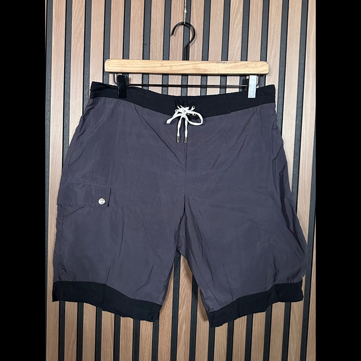 John Varvatos Shorts Large Mens Gray Mesh Lined Swim Trunks Drawstring