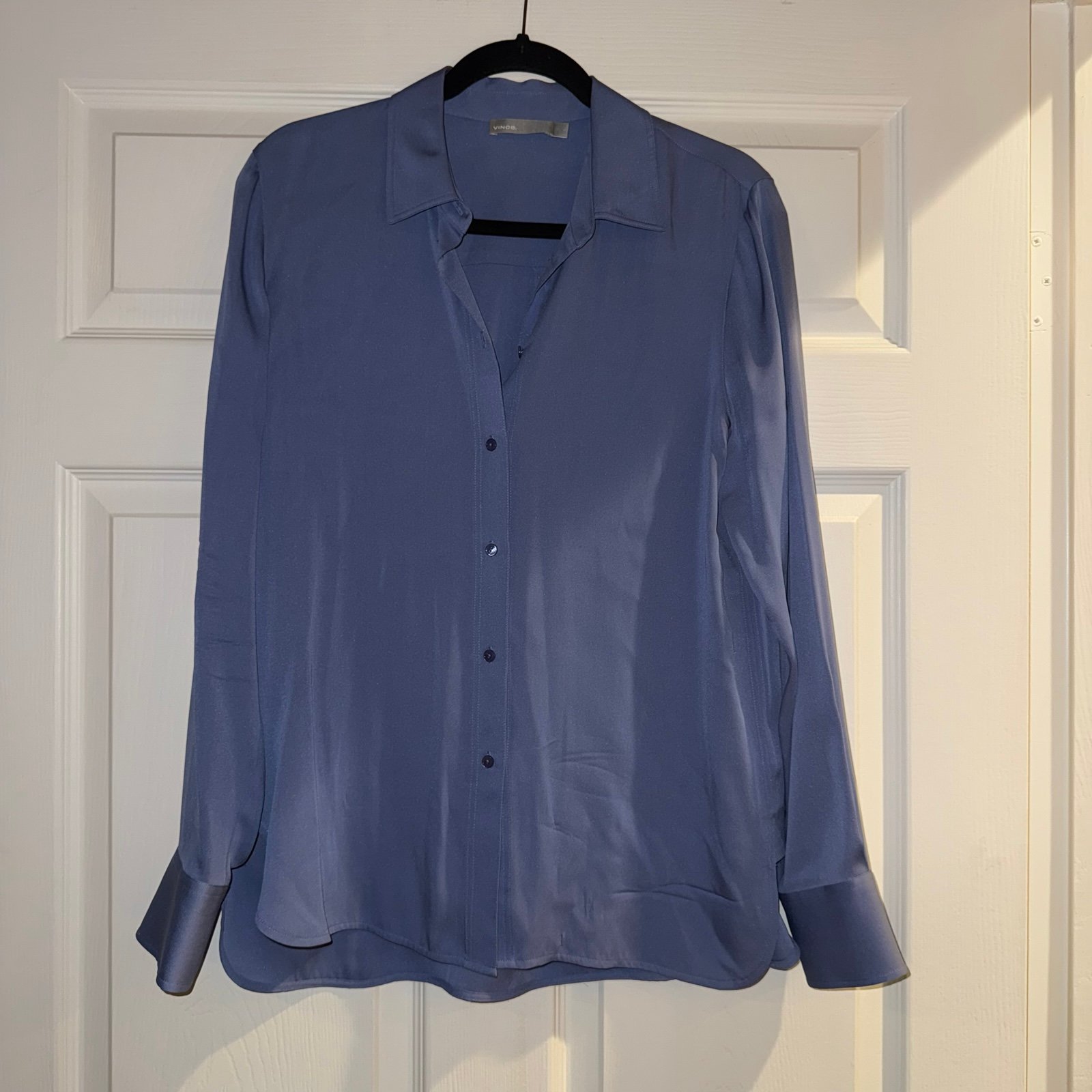 Vince Light Silk Periwinkle Blue Button Down Shirt