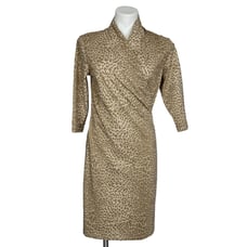 J. McLaughlin Panama Catalina Cloth Faux Wrap Animal Print Dress Size Medium