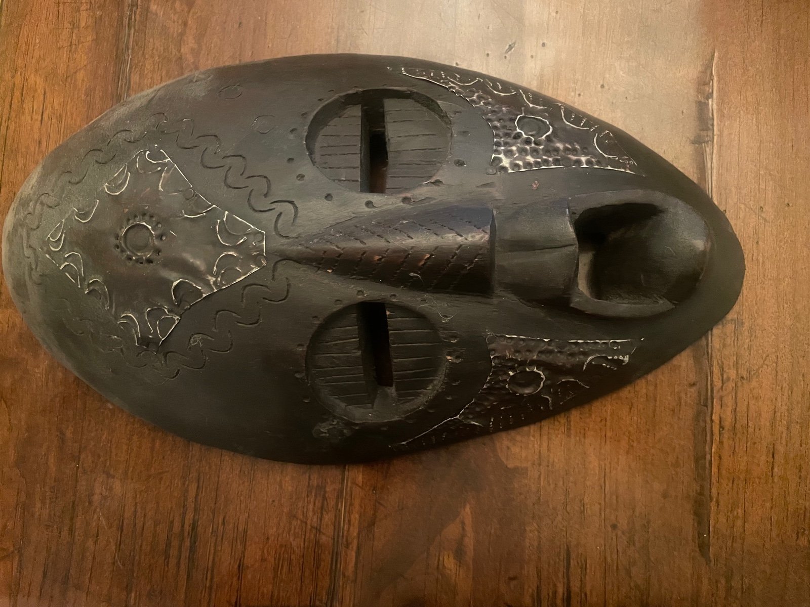 African Face mask art distressed brown