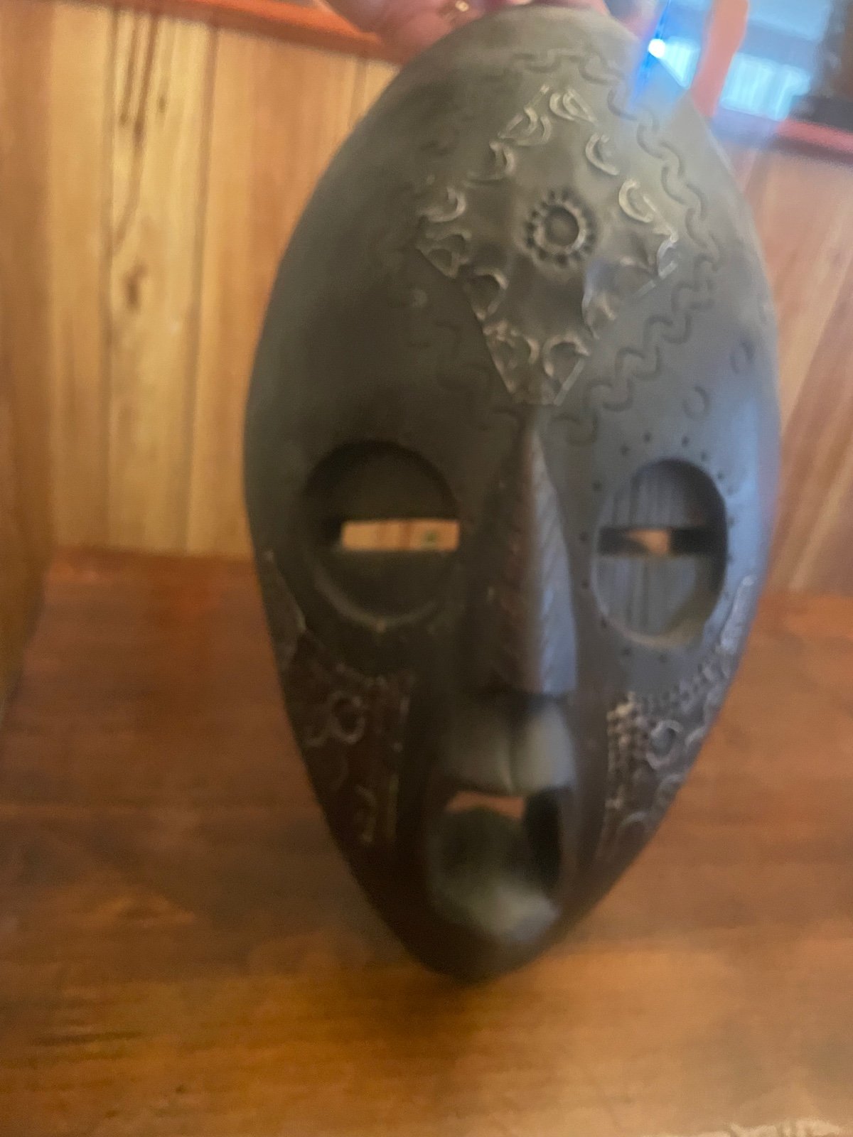 African Face mask art distressed brown