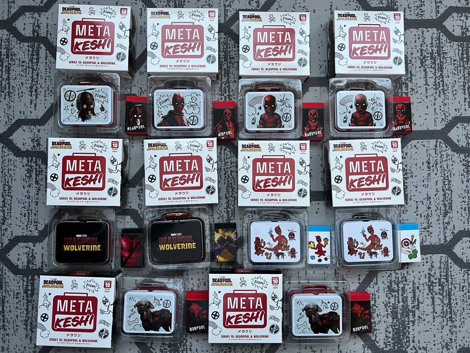 Deadpool & Wolverine Meta Keshi Mini Metal Tin Lunchbox + Eraser - Lot of 10