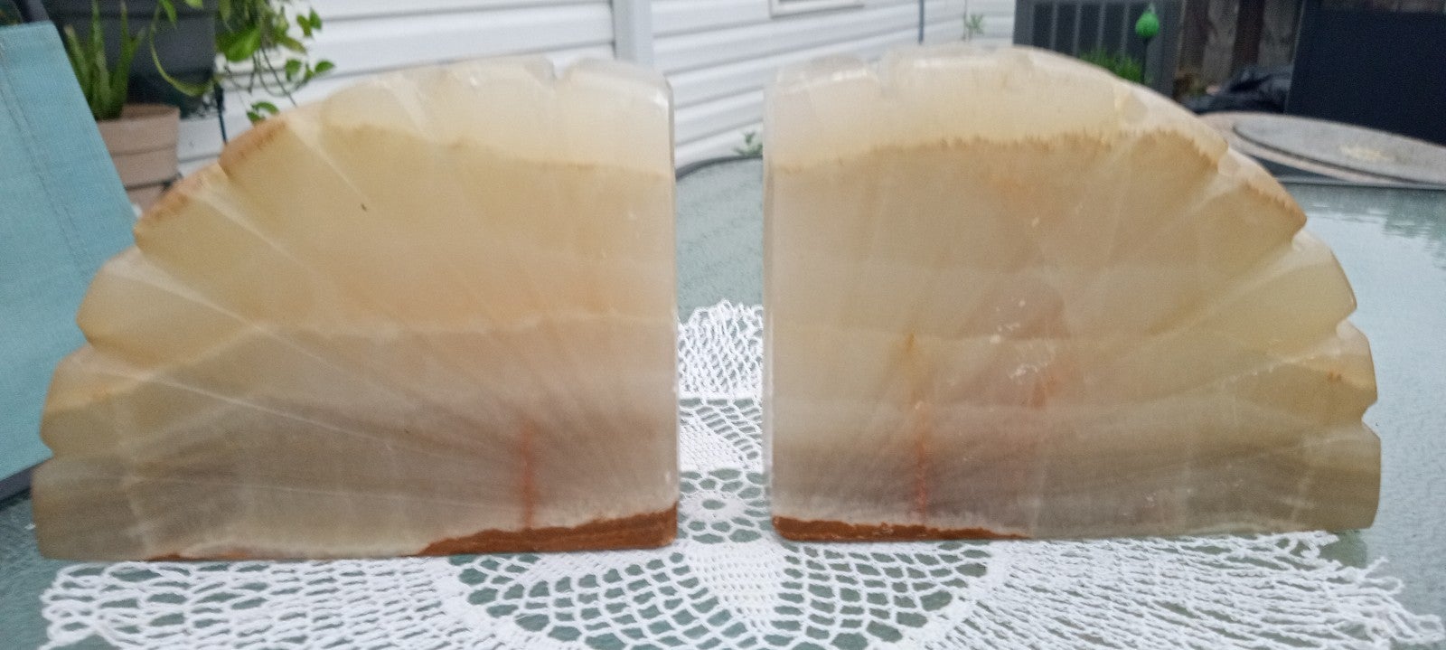 Vintage Hand Carved Onyx Bookends