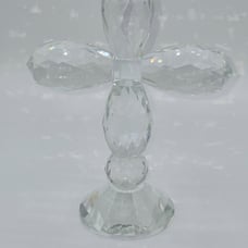 Oleg Cassini Faceted Cut Crystal Glass Cross Crucifix Paperweight