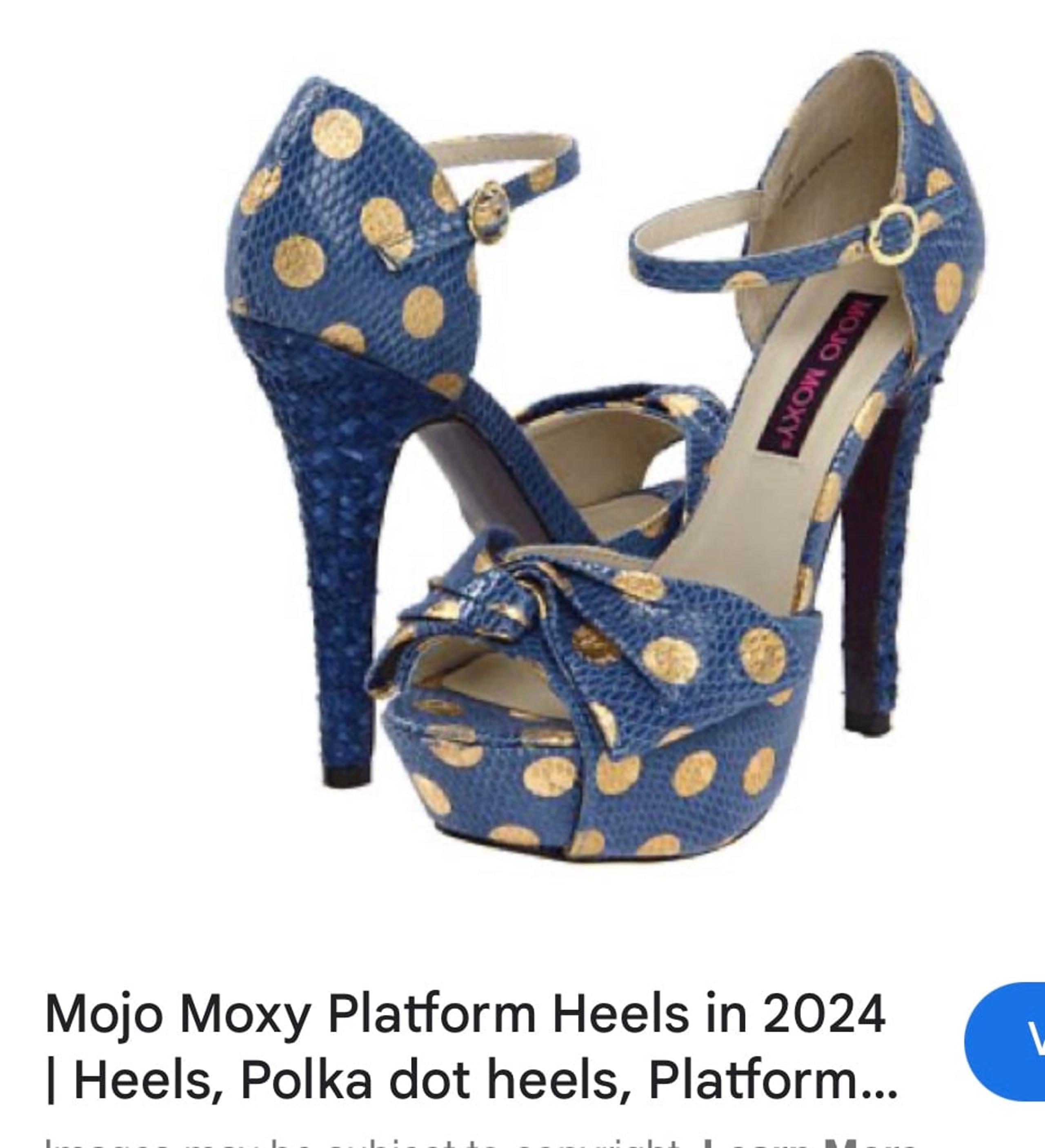 NEW DOLCE by mojo moxy Blue Polka Dot Heel