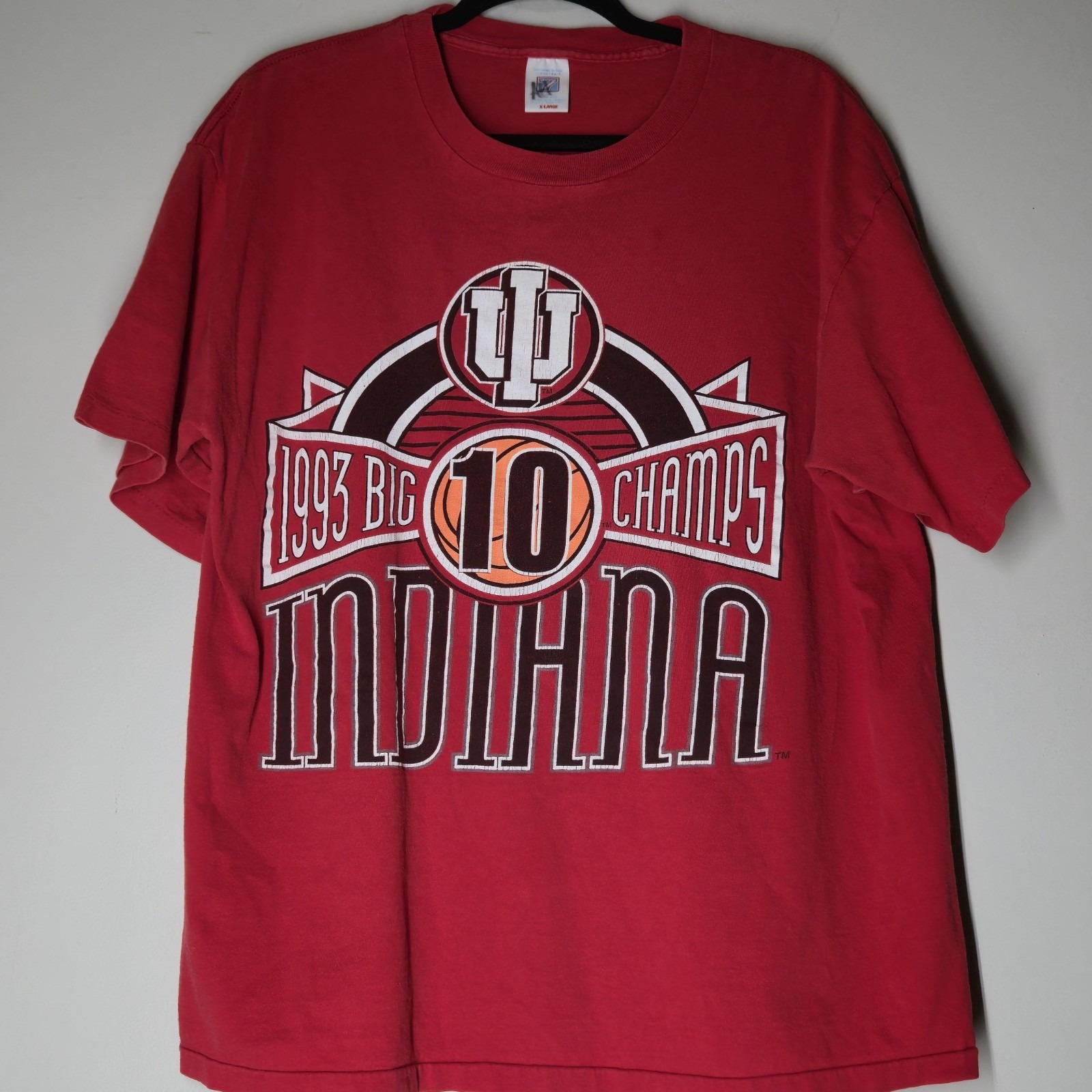 Vintage Logo 7 Men's XL Red Indiana Hoosiers 1993 Big 10 Champs T Shirt