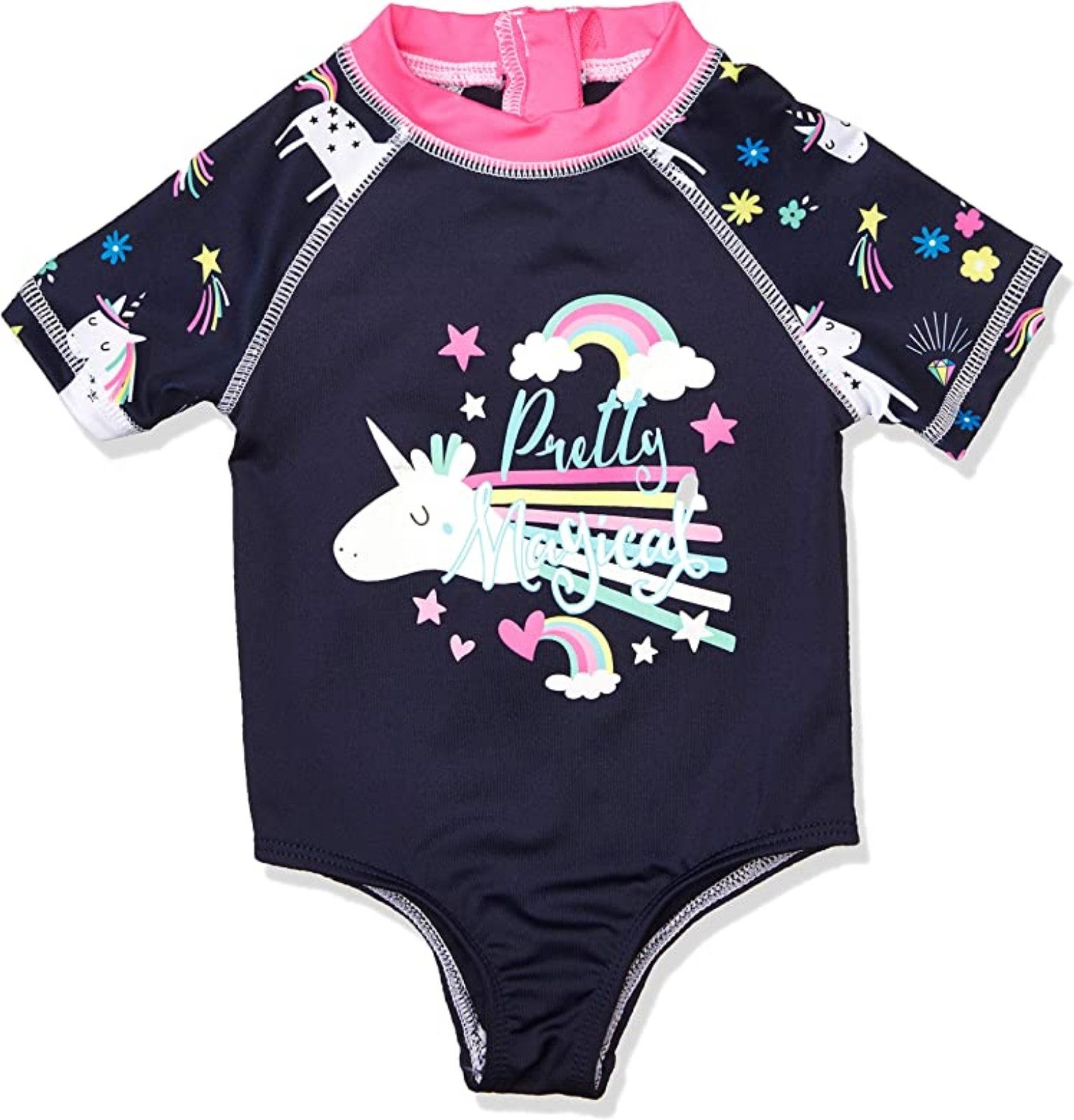 Girls Baby Printed One Piece Rashguard Swimsuit 0-6M