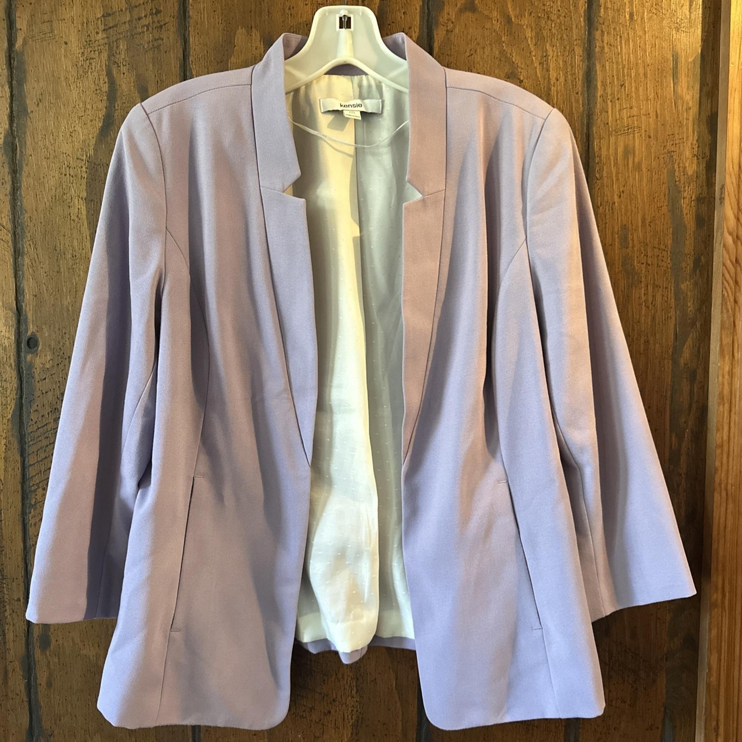 Kensie Woman's Size Med Blazer Jacket 3/4 Sleeve Purple Lined Open Front Fitted
