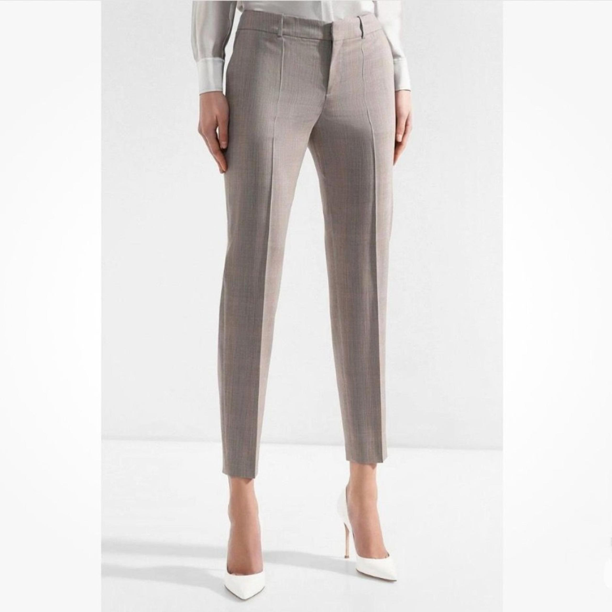 Hugo Boss Grey Pink Plaid Wool Tinufa Pants Slacks Trousers Career Womens 10 EUC