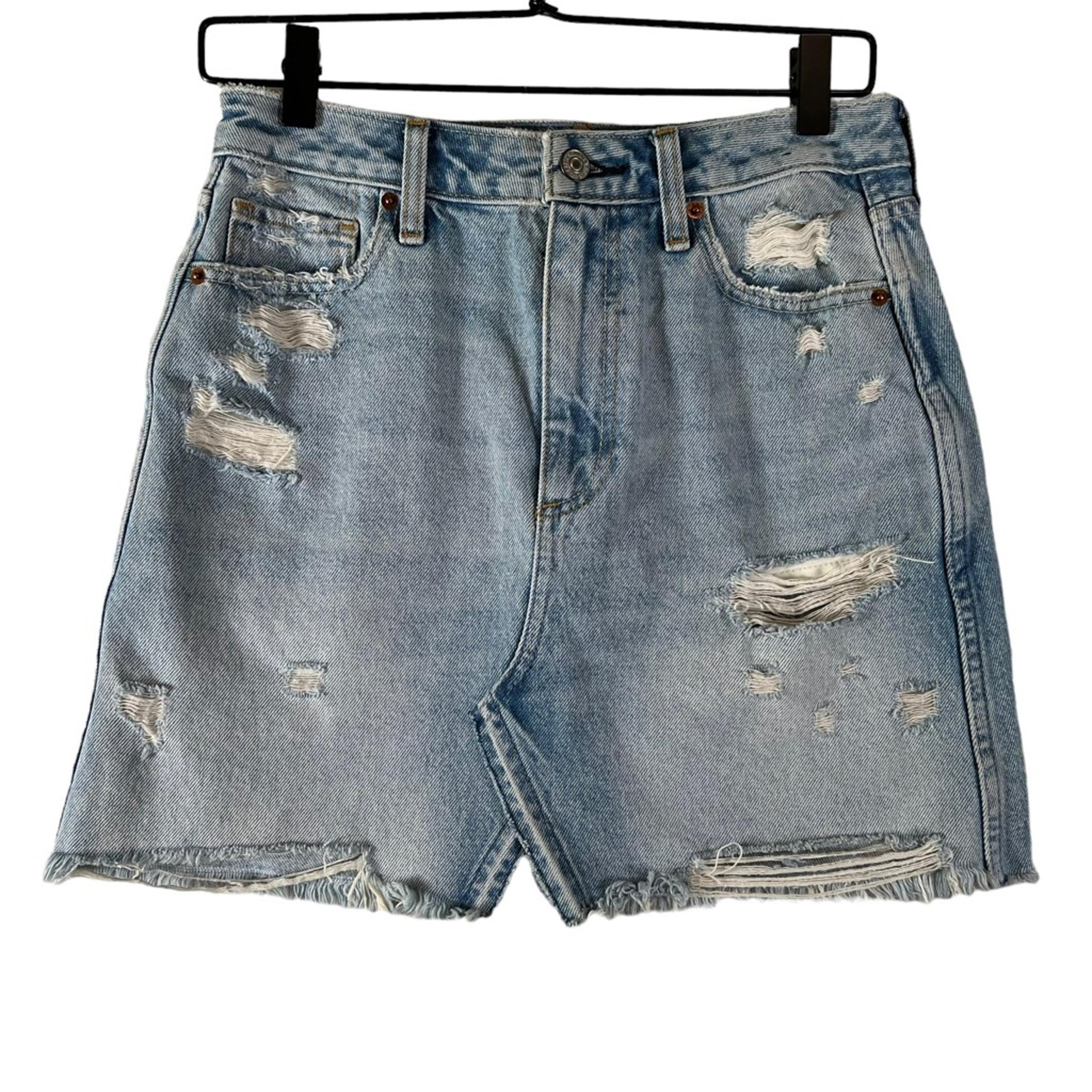 Abercrombie & Fitch Womens Zoe Natural Rise Vintage A-Line A Line Skirt Blue 4