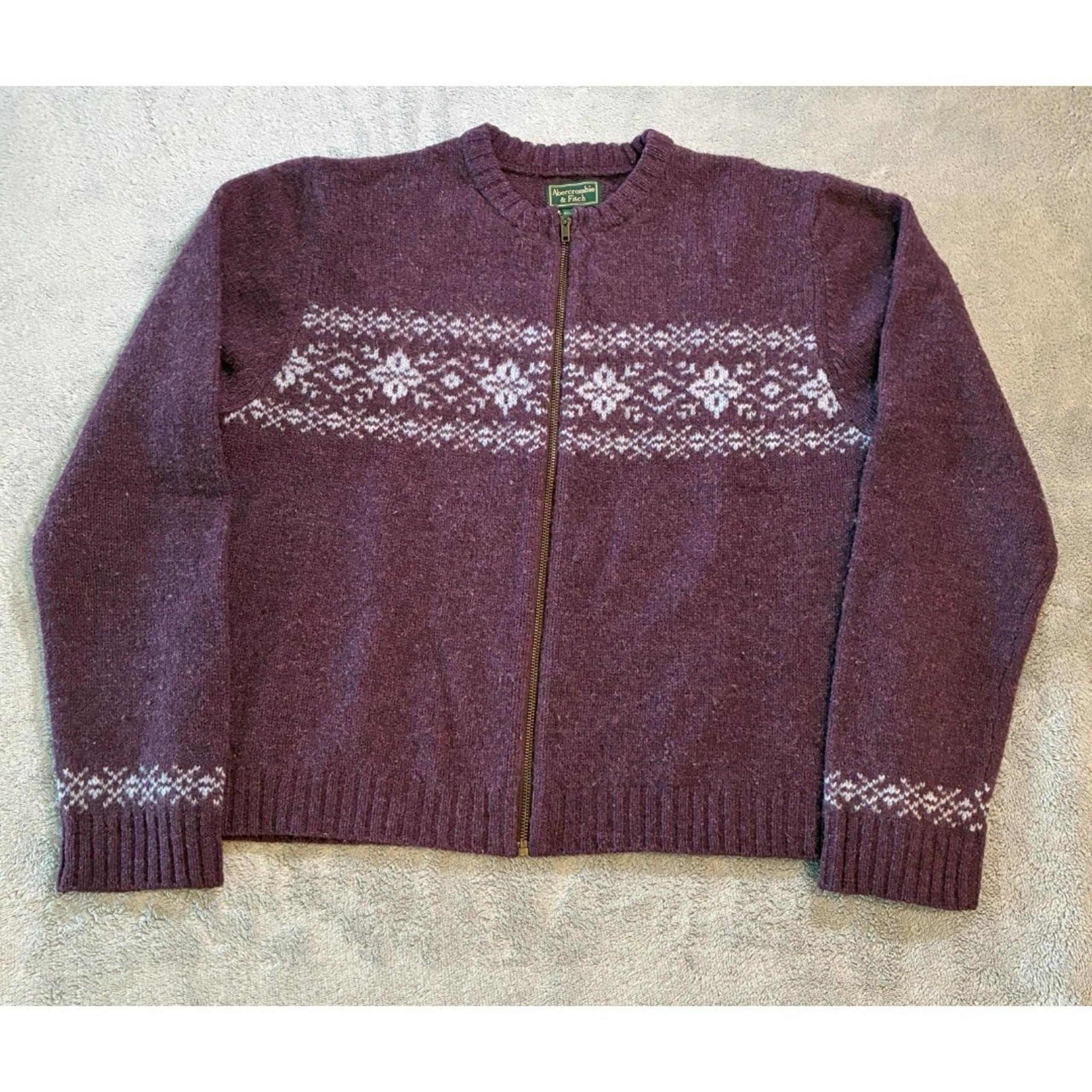 Abercrombie and Fitch Shetland Wool Full Zip Cardigan