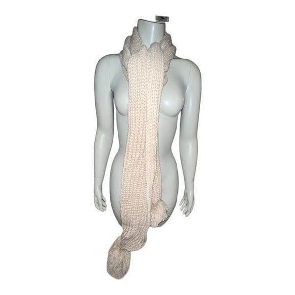 Karl Lagerfeld Paris Long Scarf Knit Double Pom Scarf Camel Tan New