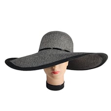 Echo Dramatic Shimmer Paper Sun Hat Wide Brim Black Accents Beach Summer Travel
