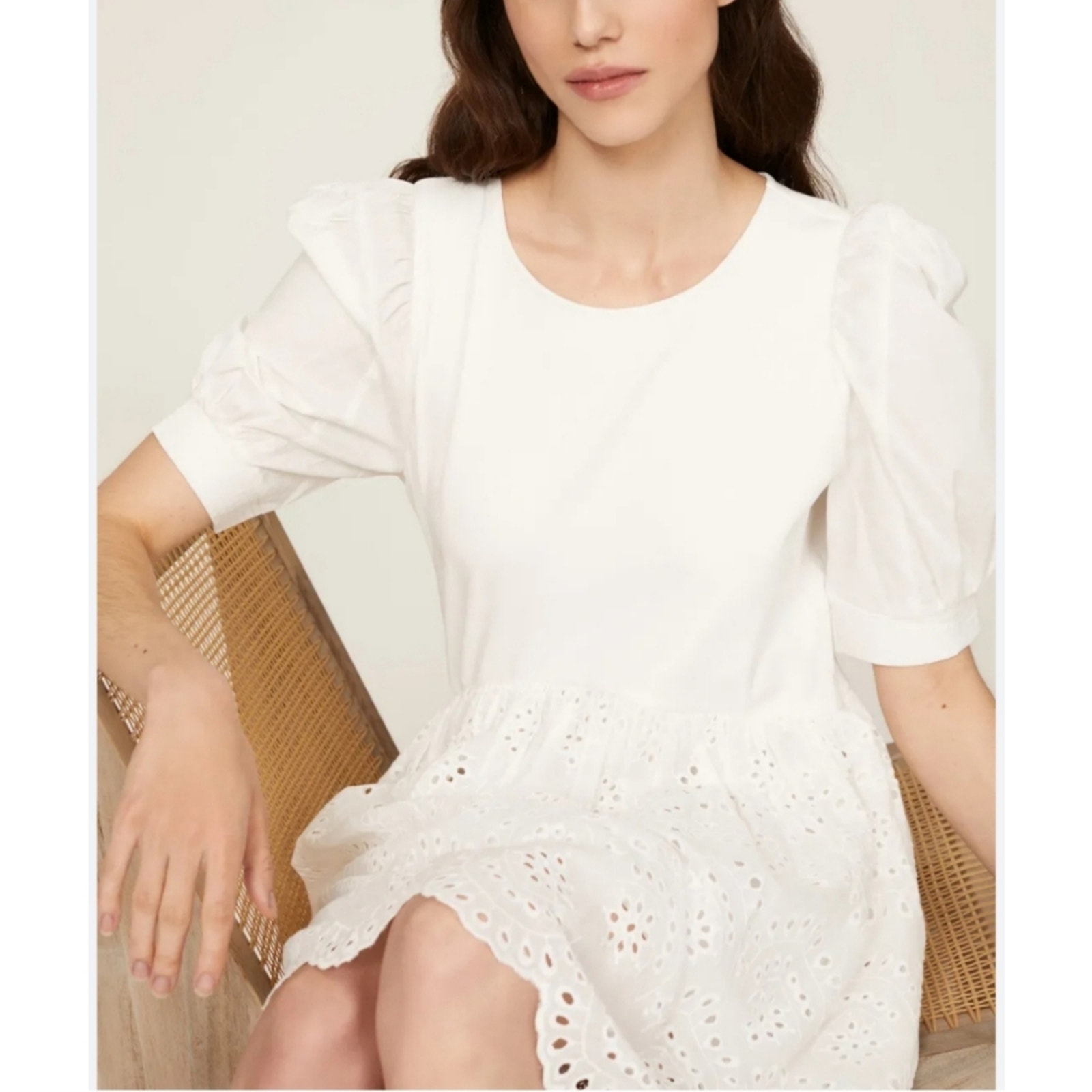 Peter Som Collective Rent the Runway White Combo Eyelet Dress Mini Sz 6 360