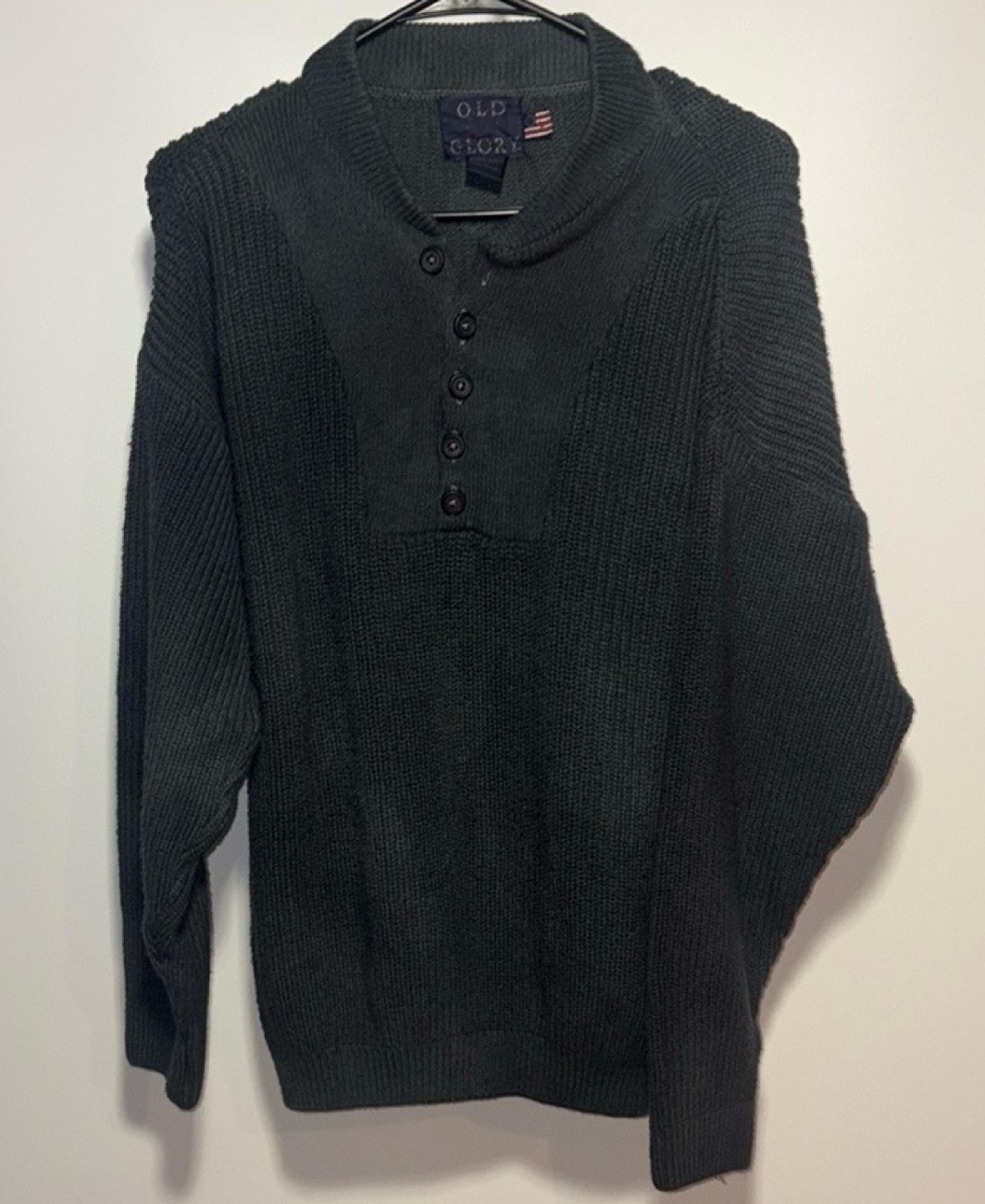Vintage Old Glory Black Crewneck Sweater Classic Knit