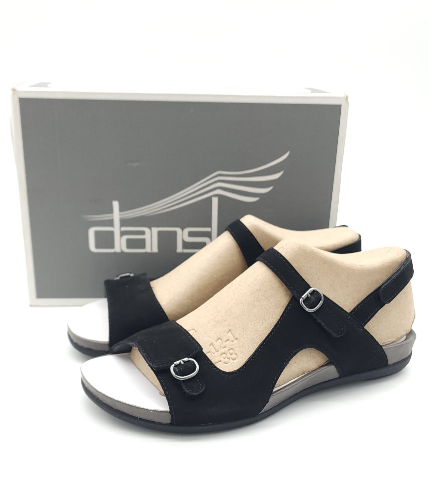 Dansko Women's Jordyn Nubuck Black Sandals Open Toe Size 7.5-8 EU 38