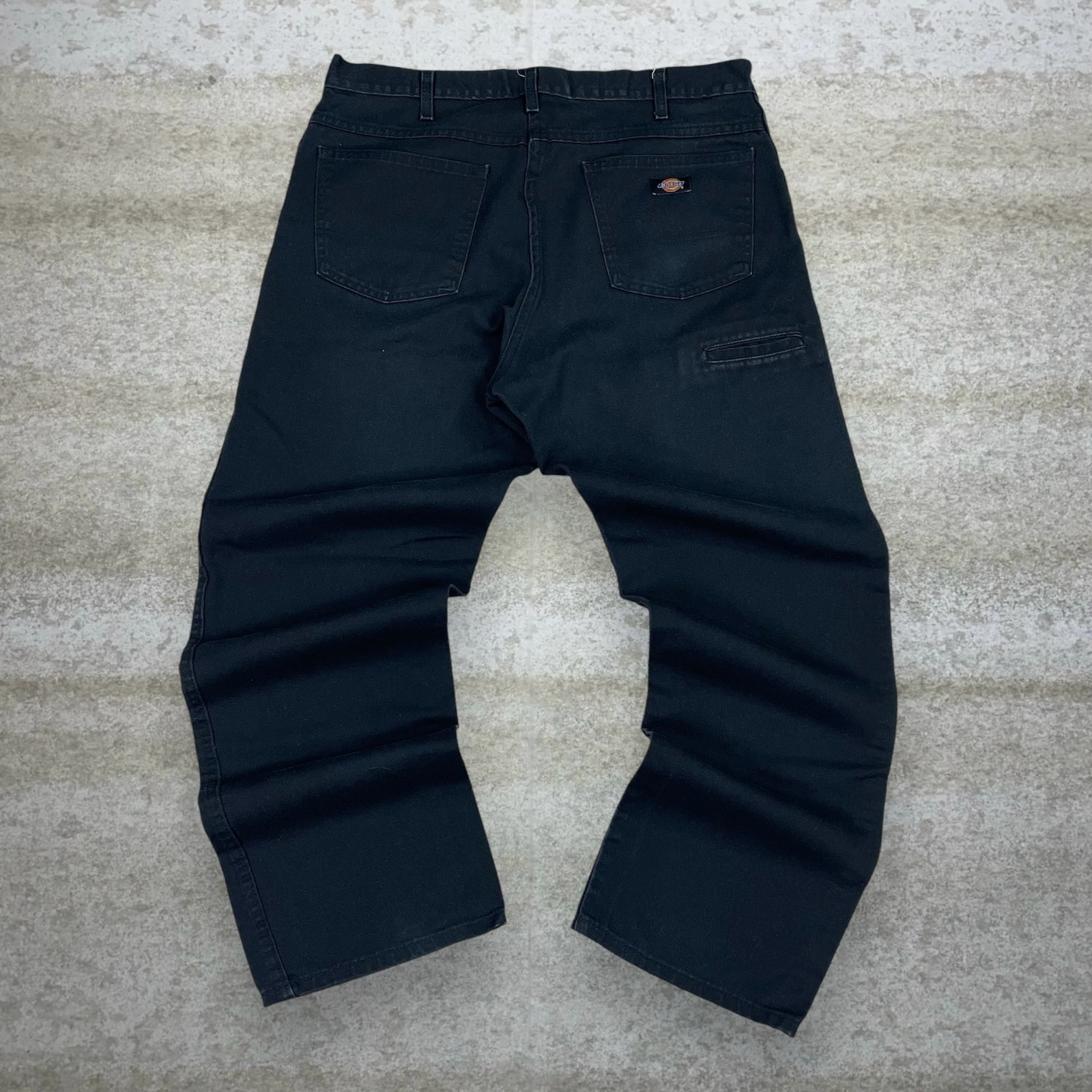 Vintage Dickies Carpenter Pants Jet Black Cotton Baggy Wide Leg Dungarees 90s