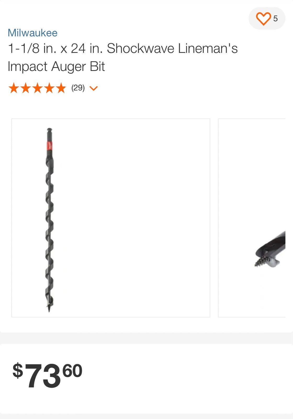 Milwaukee 18 impact Auger bit