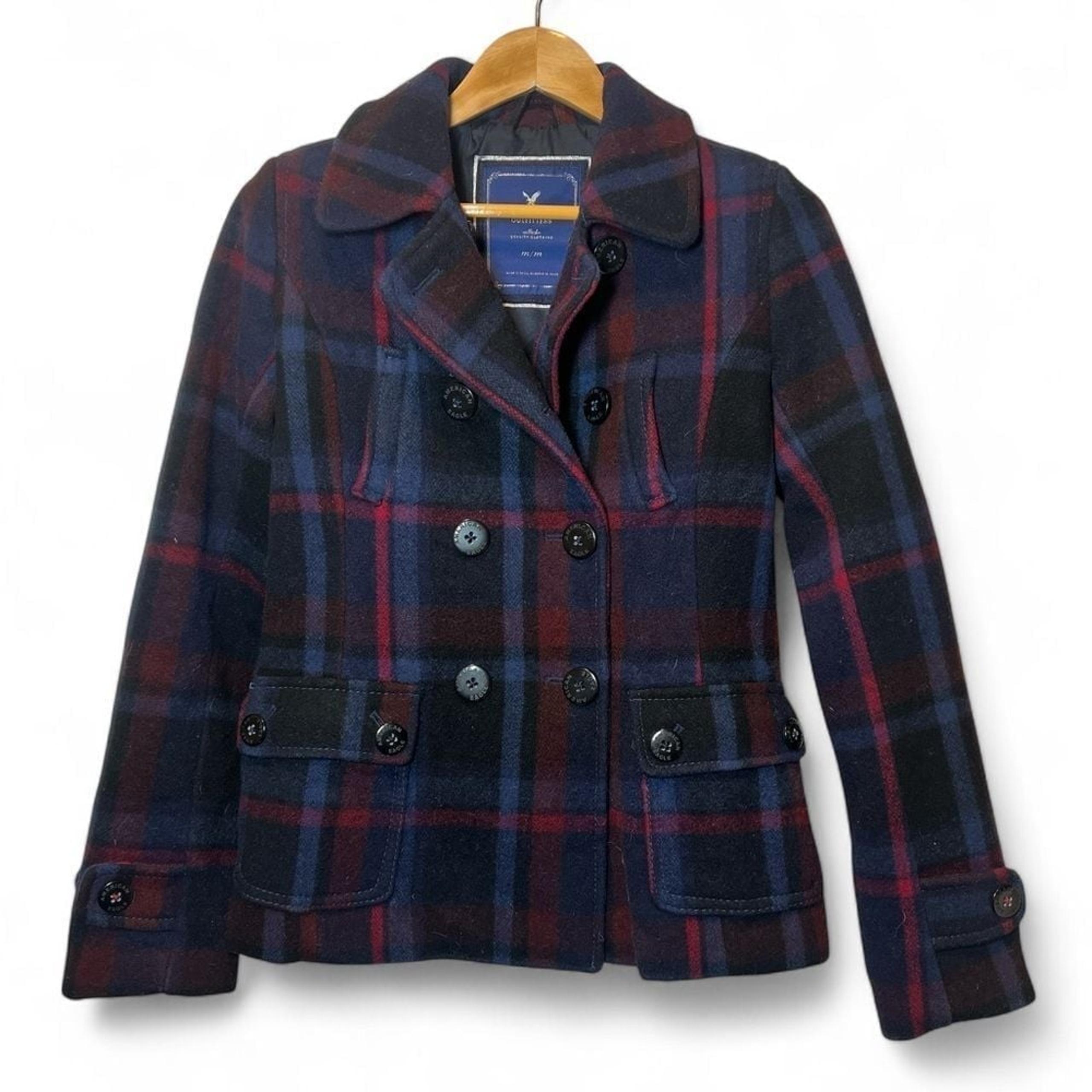 AEO American Eagle Outfitters Women Medium Double Breasted Wool Blend Pea coat