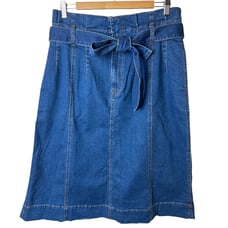 Madewell Indigo Stretch Denim Paperbag Midi Skirt Women's Size 10 NWT