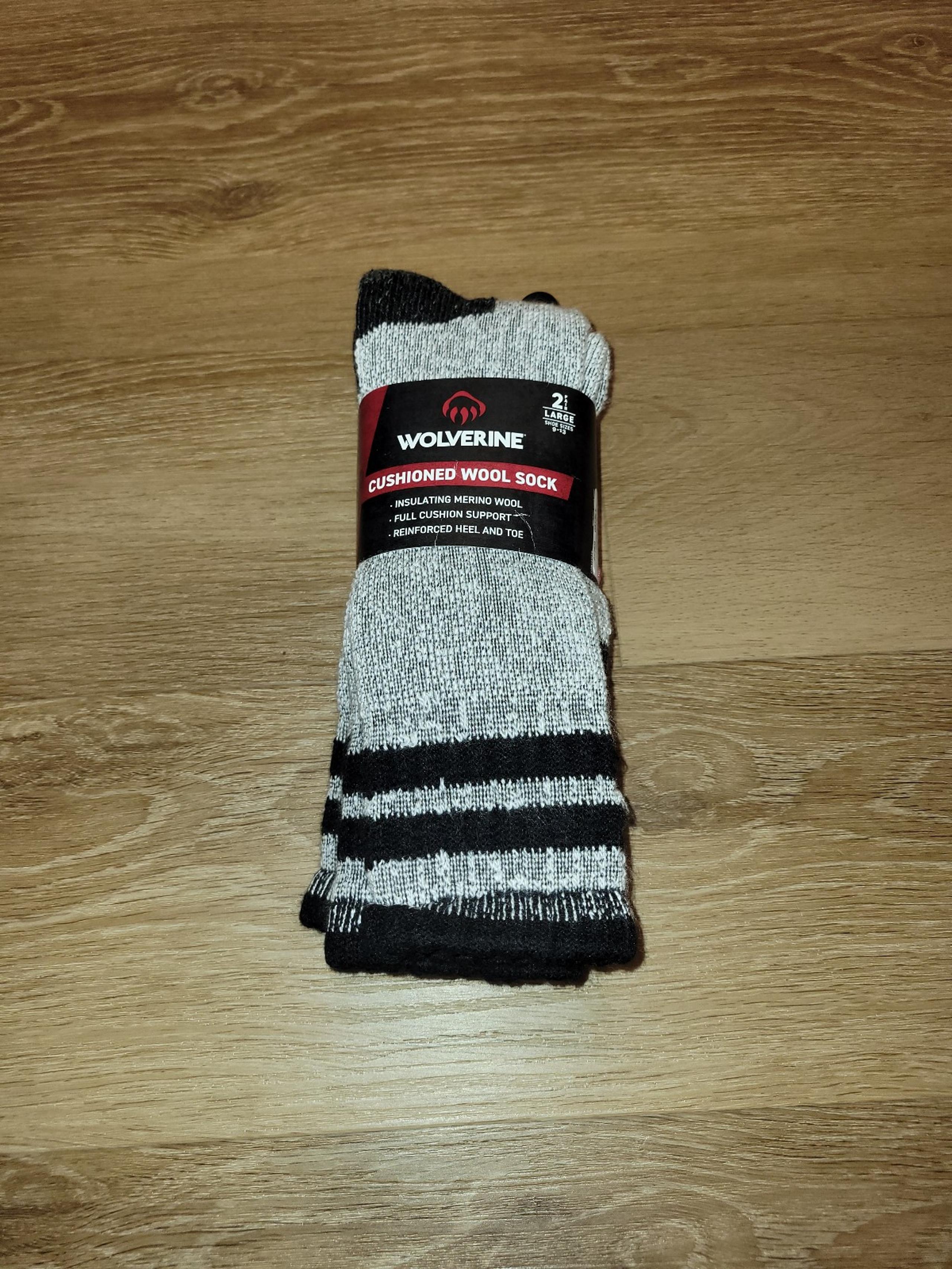 2 Pair Pack Mens Wolverine Cushioned Wool Blend Socks Size 9-13 New