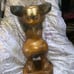 Vtg hand carved cat base flat top