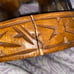 Vtg hand carved cat base flat top
