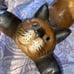 Vtg hand carved cat base flat top