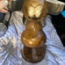 Vtg hand carved cat base flat top