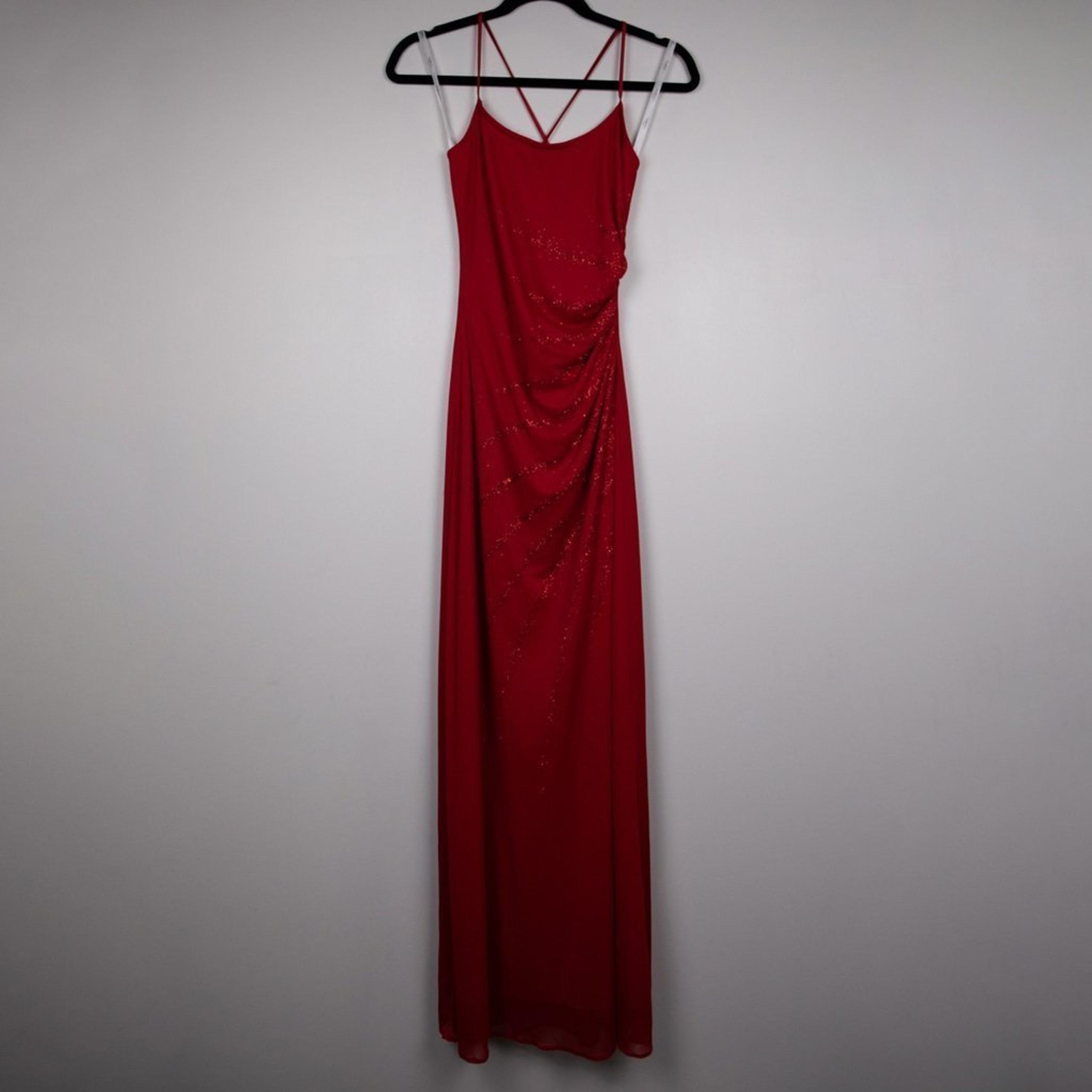 Y2K Roberta red side ruched formal dress-S