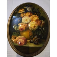 Oval Painted Floral Wall Art 12 By 16