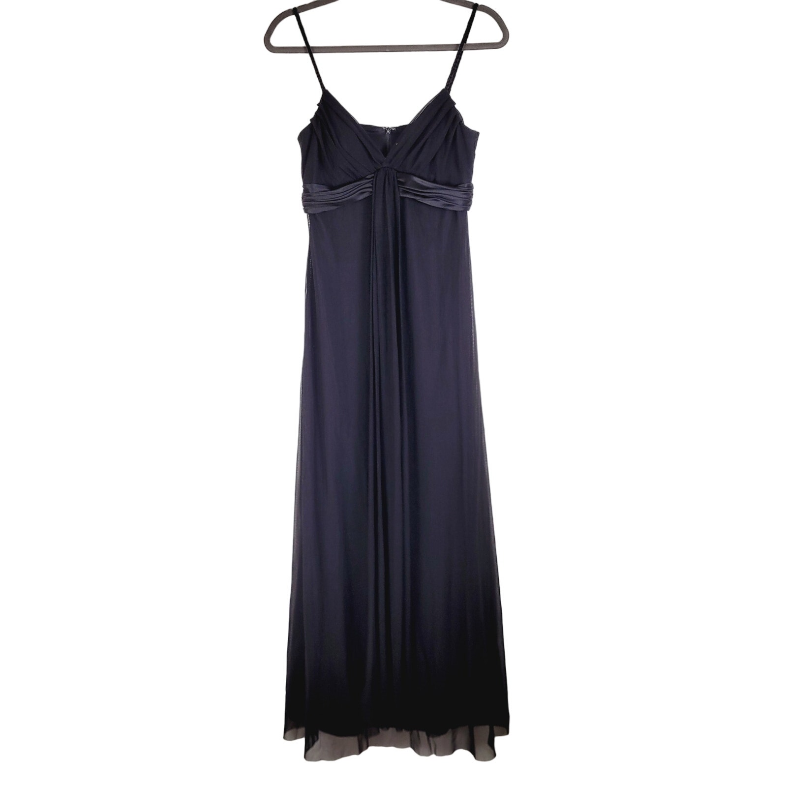 White House Black Market black chiffon ruched sleeveless flowy gown size 6