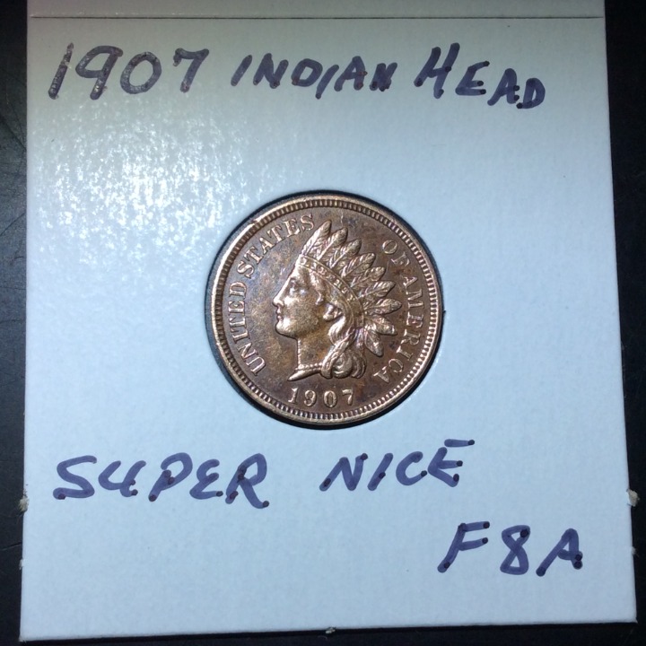 1907 Indian Head Penny with Super Details and Color