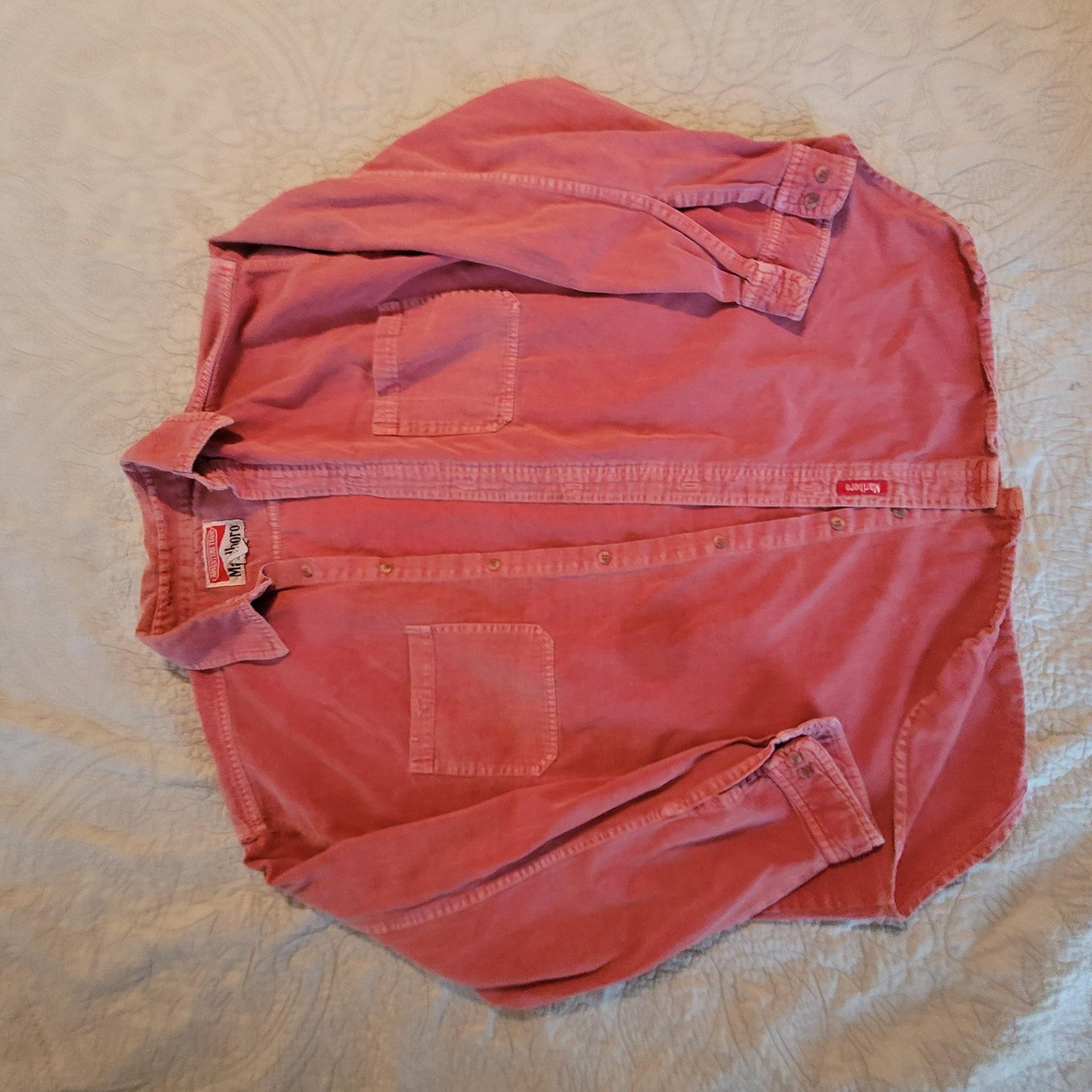 Mens Vintage Marlboro Button Up Red