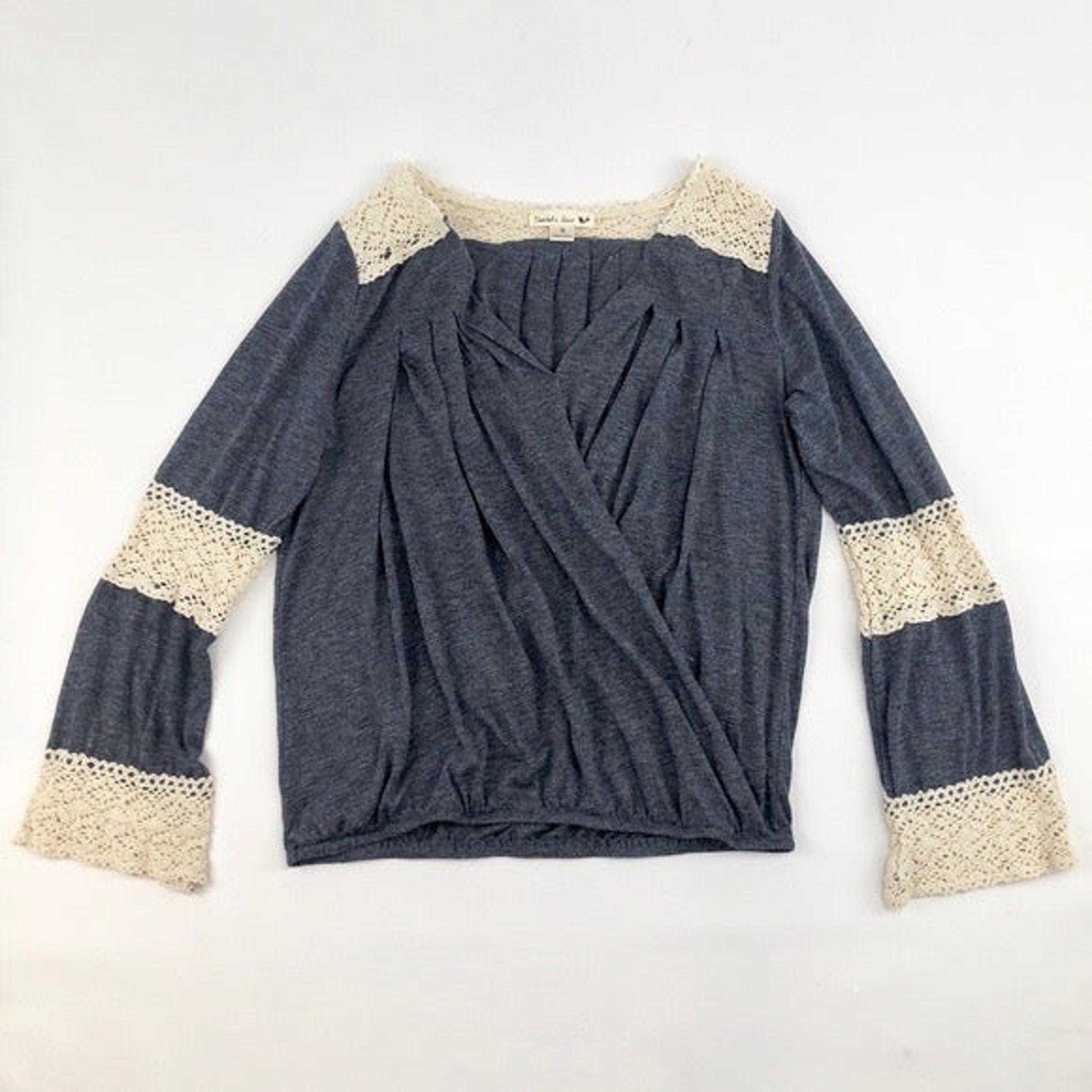 Double Zero Spliced Navy Lace Top