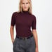 Madewell Stylish Ribbed Mock Neck Top in Deep Burgundy