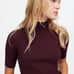 Madewell Stylish Ribbed Mock Neck Top in Deep Burgundy