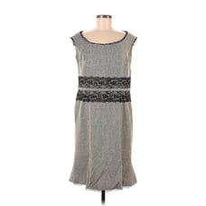 Escada Beige tan Tweed Sleeveless Wool Silk Blend Sheath Dress size 44 / large