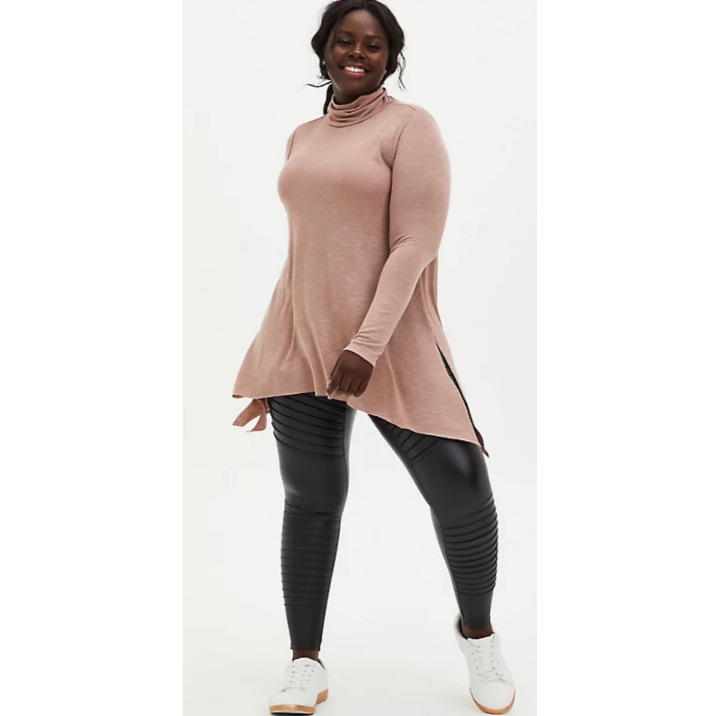 TORRID Black Faux Leather Moto Leggings