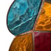 Vintage Slag Stained Glass Pendant Multi Color MCM Hanging Swag Lamp Light 12”W